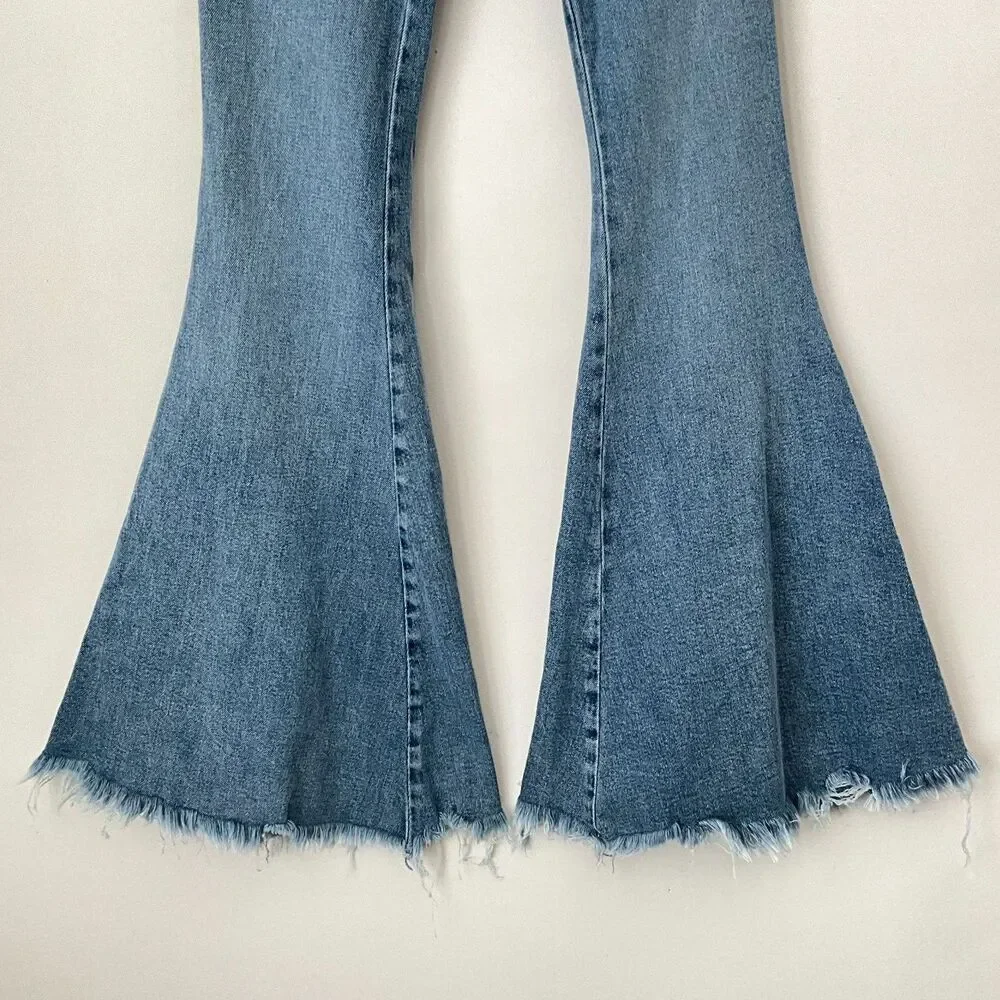 We The Free Emre Flare Frayed Hem Jeans Light Blue 24